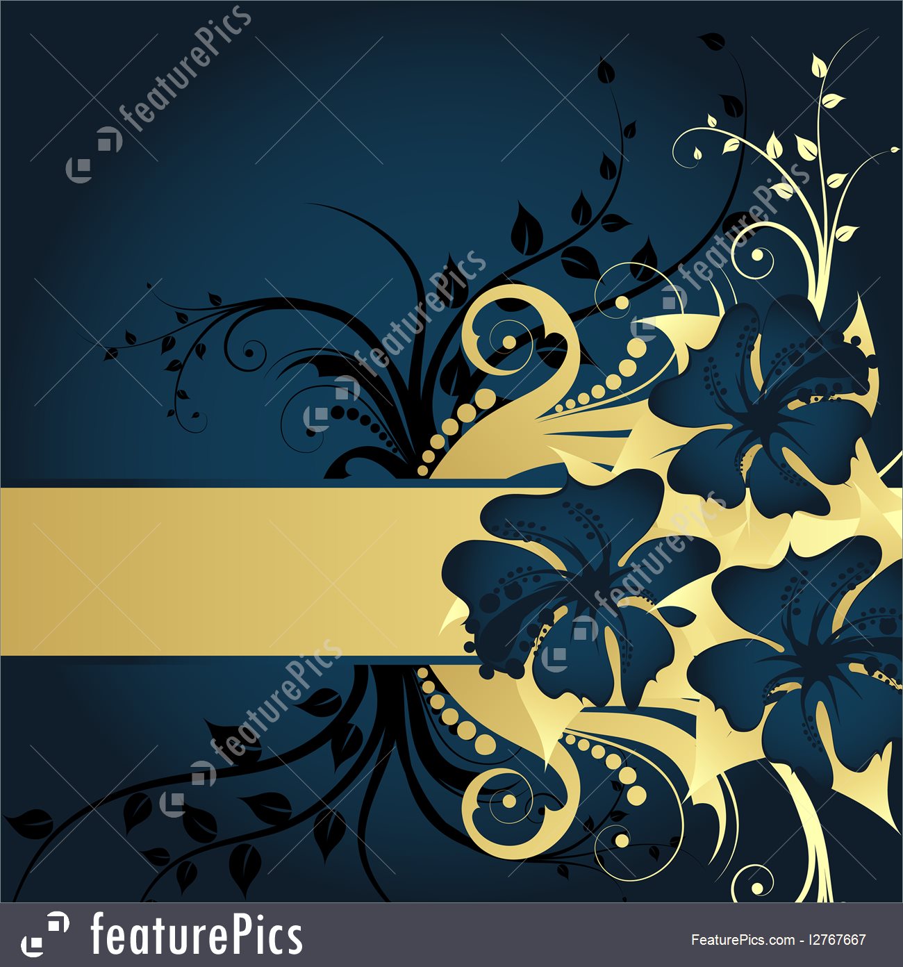 1300x1392 Templates Floral Blue And Gold Background