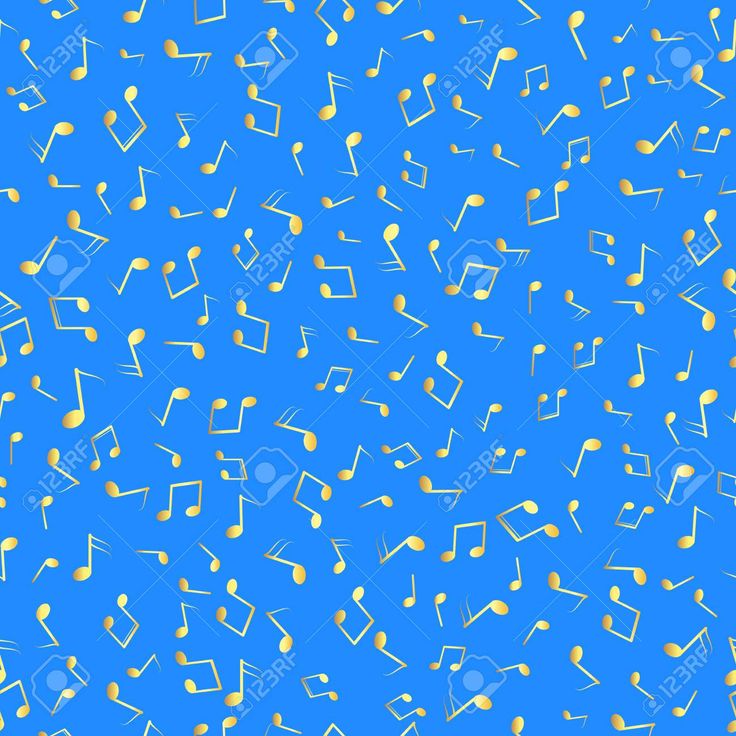 736x736 Vector Blue Seamless Pattern Gold Musical Notes On Blue Background