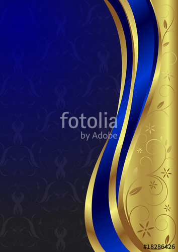 354x500 Floral Background In Blue And Gold Stock Image And Royalty Free