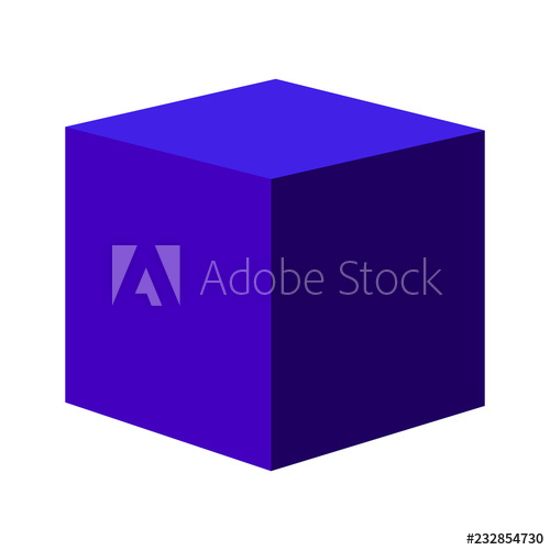 500x500 Blue Gradient Vector Cube Vector Icon Stock Illustration