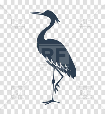 369x400 Silhouette Heron On White And Black Background Vector Image