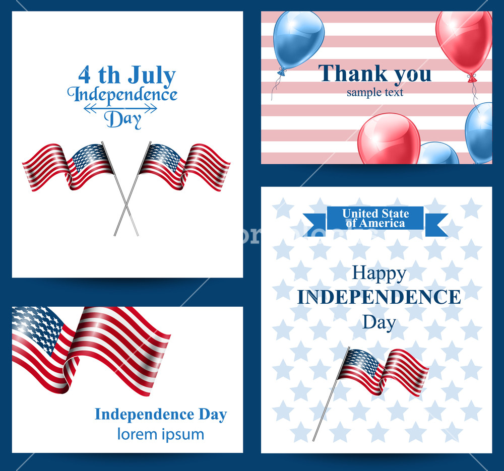1000x935 Happy Independence Day American Flag Vector Cards Of July