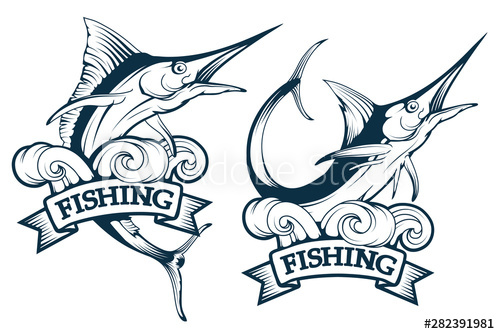 500x334 Marlin Fish Set Blue Marlin Fish In Different Poses, Marlin Fish