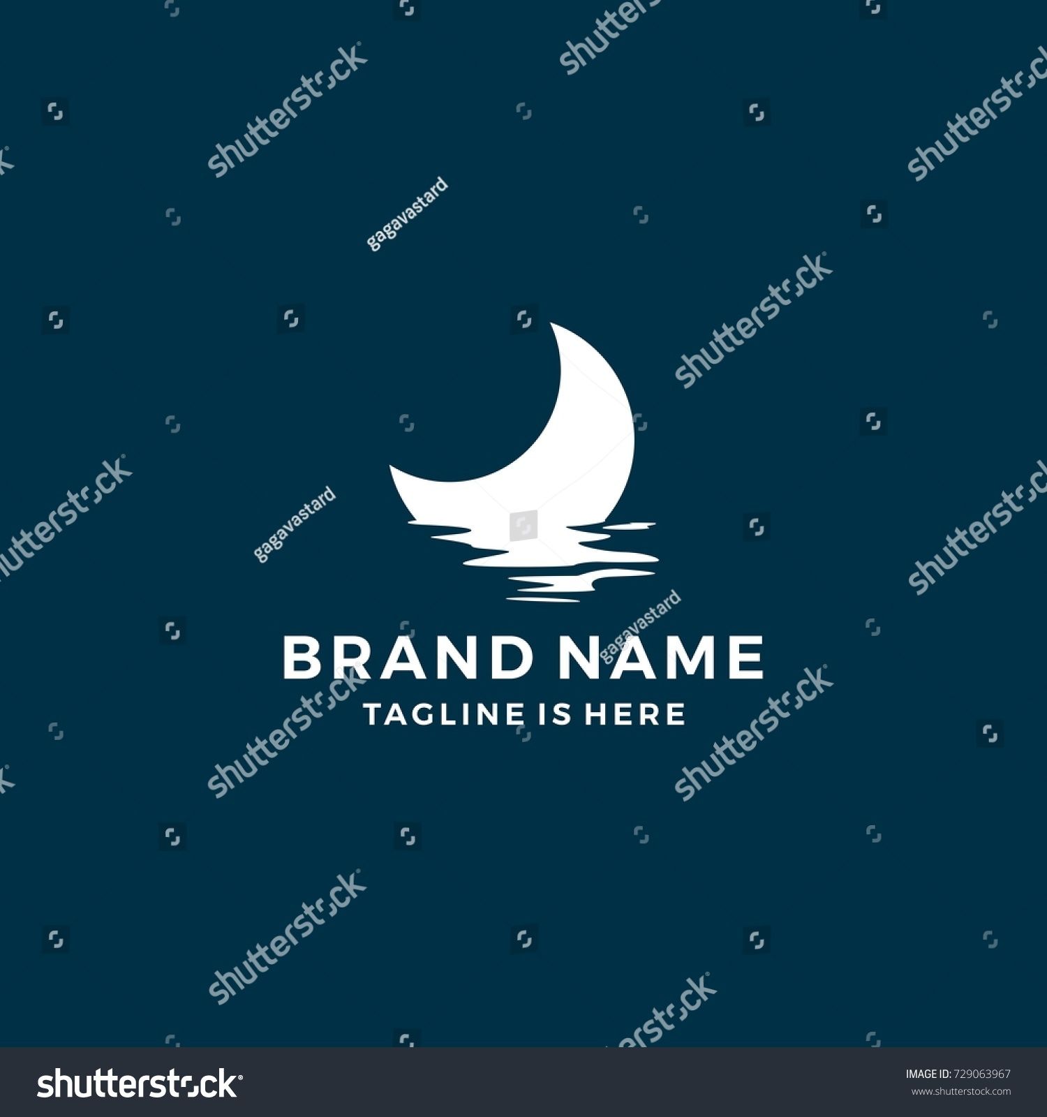 1500x1600 Half Moon Set Rise Sea Ocean Surface Water Logo Template Icon