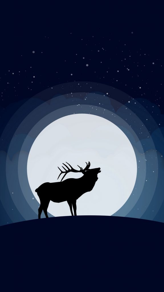 576x1024 Deer, Moon, Vector Wallpaper, Background Iphone