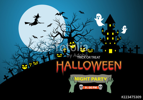 500x350 Happy Halloween Night Party Holiday Celebration Festival Poster