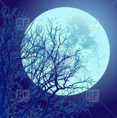 399x400 Tree And Full Moon Vector Image Of Backgrounds, Textures, Abstract