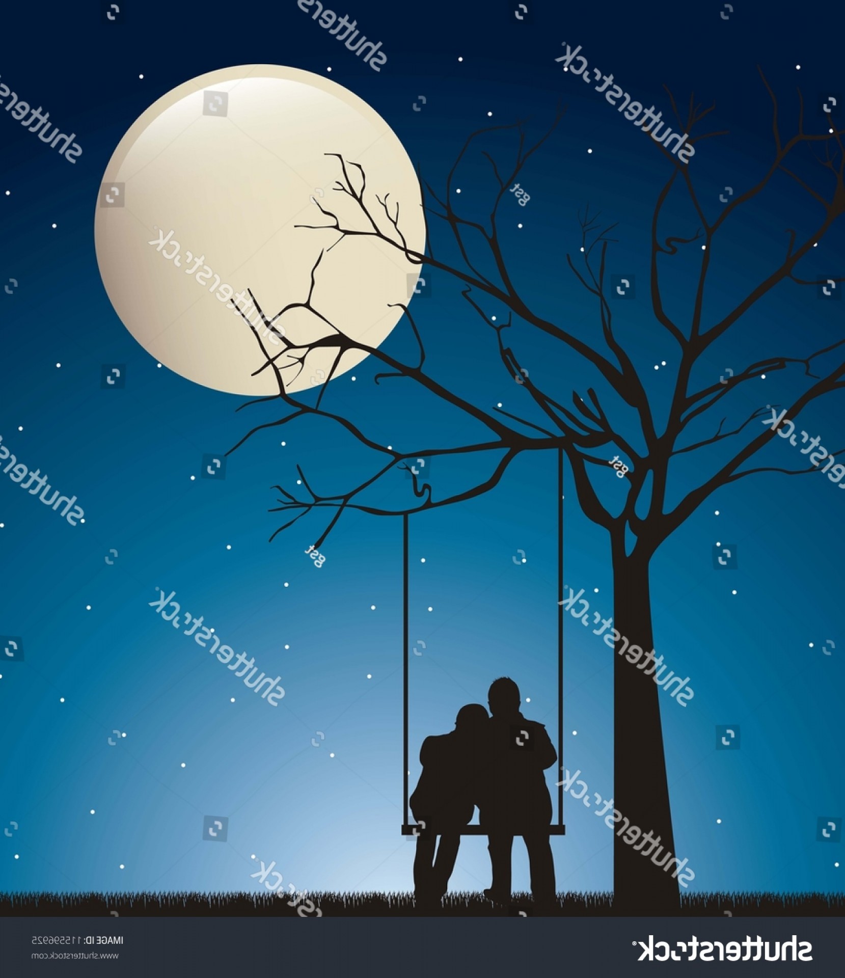 1659x1920 Couple Night Over Swing Moon Vector Catchsplace