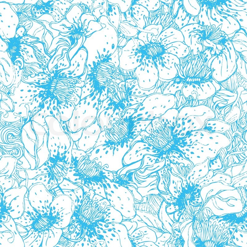 800x800 Seamless Blue Floral Vector Pattern Stock Vector Colourbox
