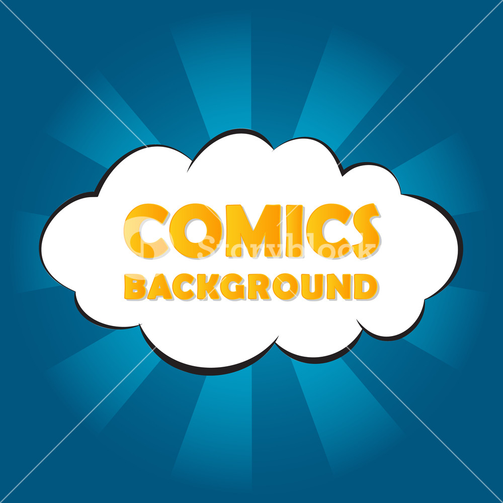 1000x1000 Abstract Blue Comics Background With Cloud And Rays Vector