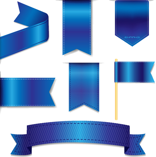 500x504 Bookmarks With Ribbon Blue Vector Material Free Download