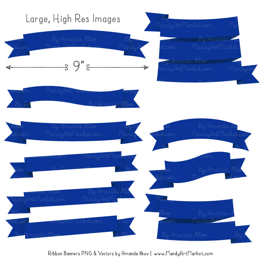 864x864 Royal Blue Ribbon Banner Clipart
