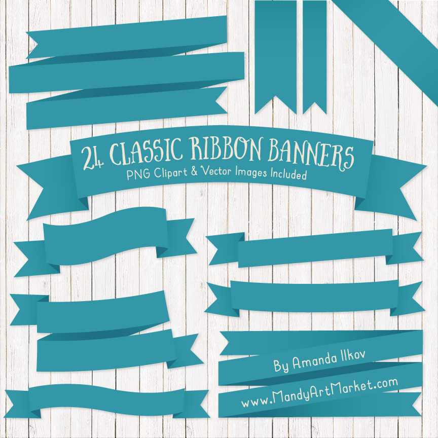 864x864 Vintage Blue Ribbon Banner Clipart