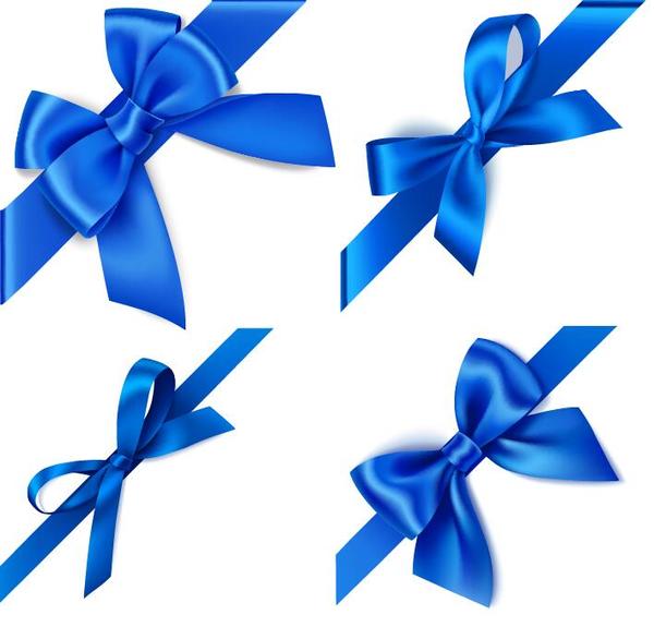 600x575 Blue Ribbon Bows Vector Material Free Download