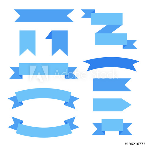 500x500 Set Of Blue Web Graphic Decorative Ribbons, Vector Icons