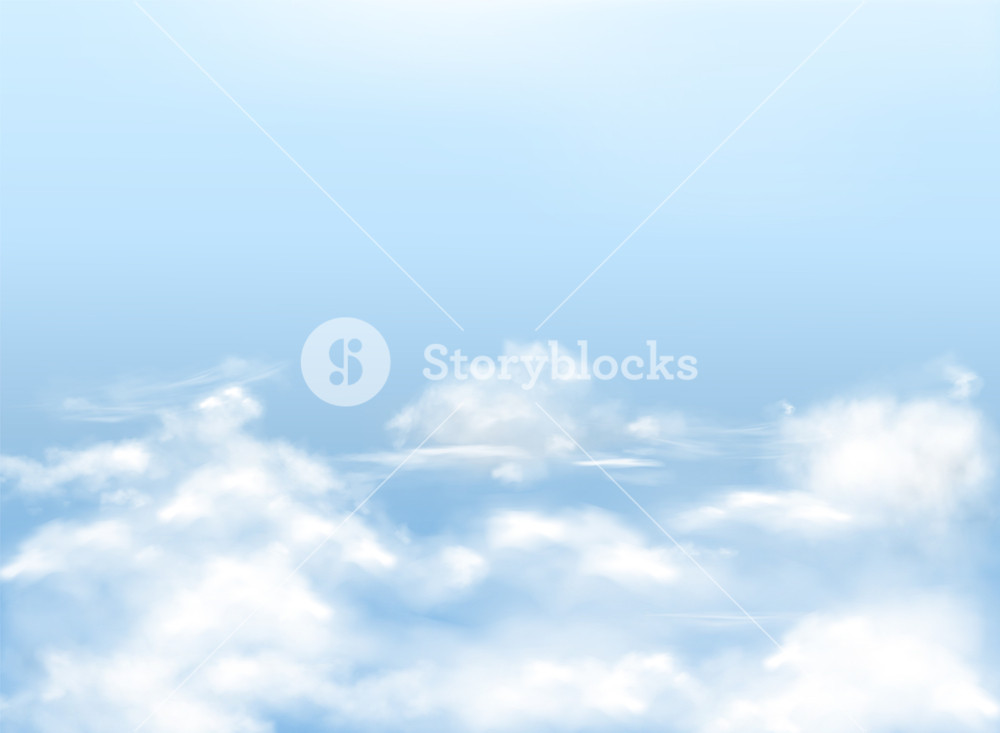 1000x733 Light Blue Sky With White Clouds, Realistic Vector Background
