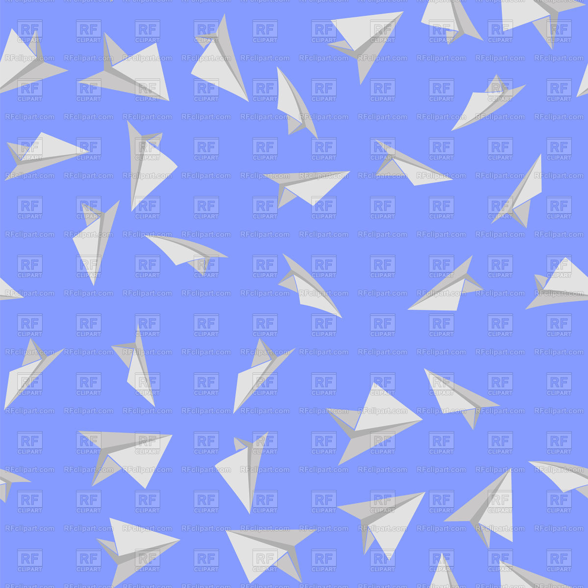 1200x1200 Paper Plane Seamless Pattern On Blue Sky Background Vector Image