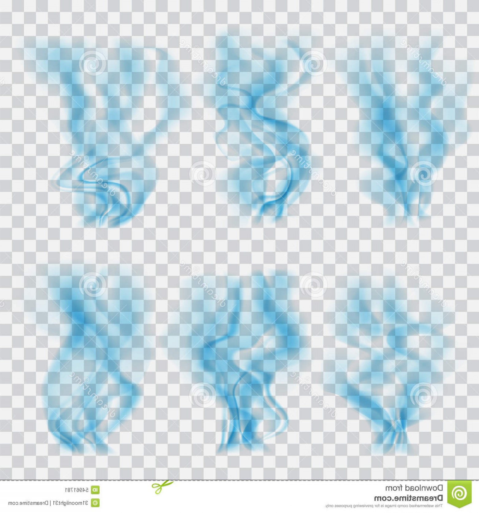 1560x1668 Stock Illustration Set Translucent Blue Smoke Transparency Vector
