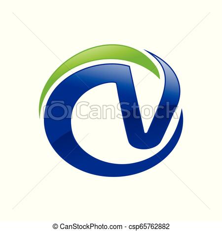 450x470 Cv Letter Initials Blue Cricle Green Swoosh Symbol Design Cv