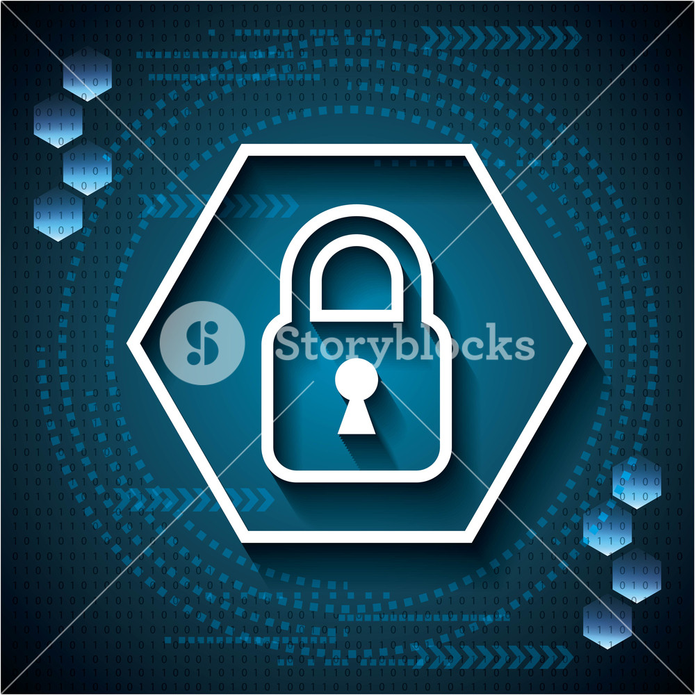 1000x1000 Cyber Security Digital Big Locked Padlock Binary Circuit Blue