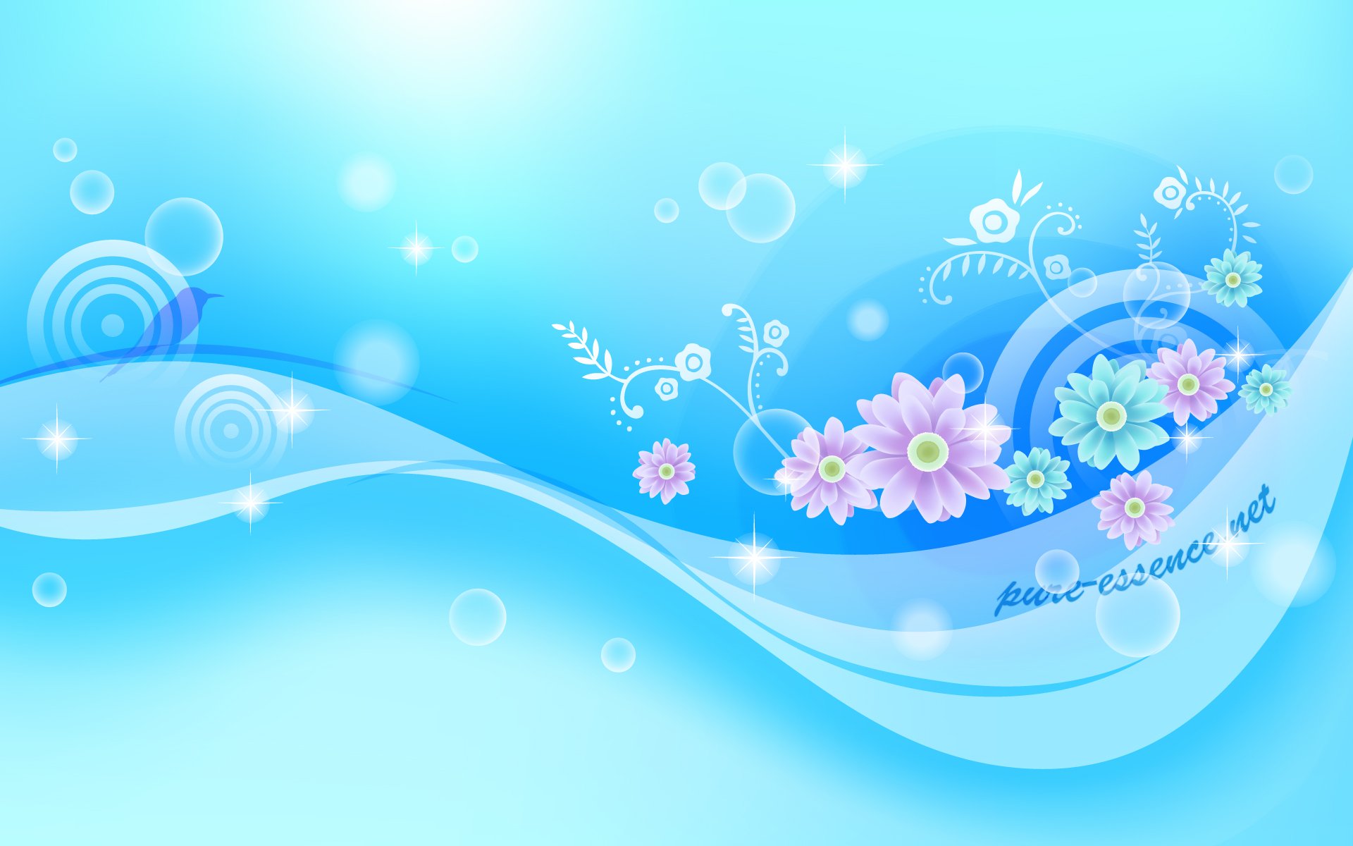 1920x1200 Blue Flower Vector Background Wallpaper