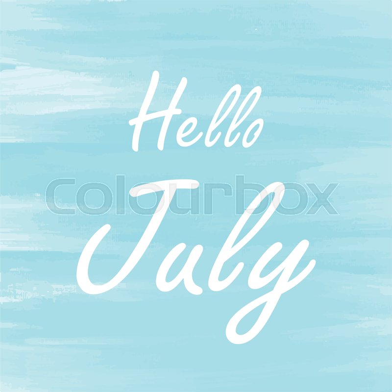 800x800 Hello July Blue Watercolor Background, Stock Vector Colourbox