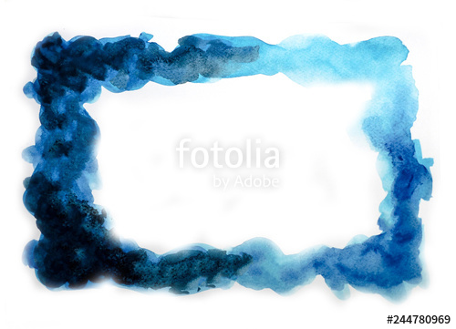 500x361 Abstract Frame Blue Watercolor On White Background, Abstract