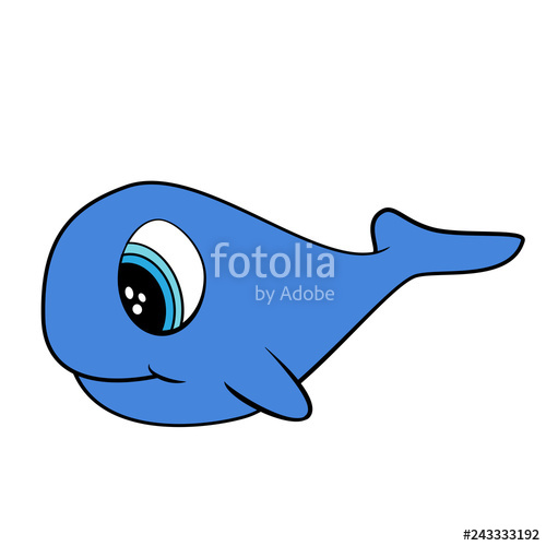 500x500 Cute Cartoon Doodle Of A Blue Whale Vector Flat Color