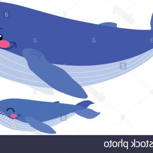 300x300 Vector Flat Cartoon Animal Clip Art Blue Whales Family Image