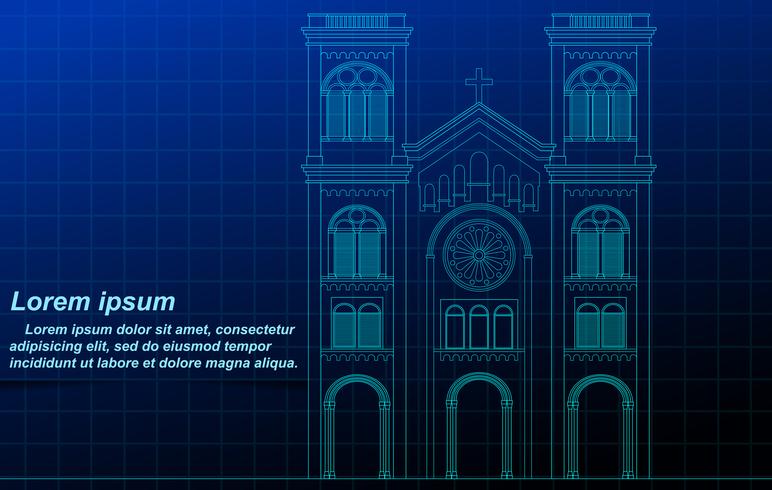 772x490 Church Outline On Blueprint Background