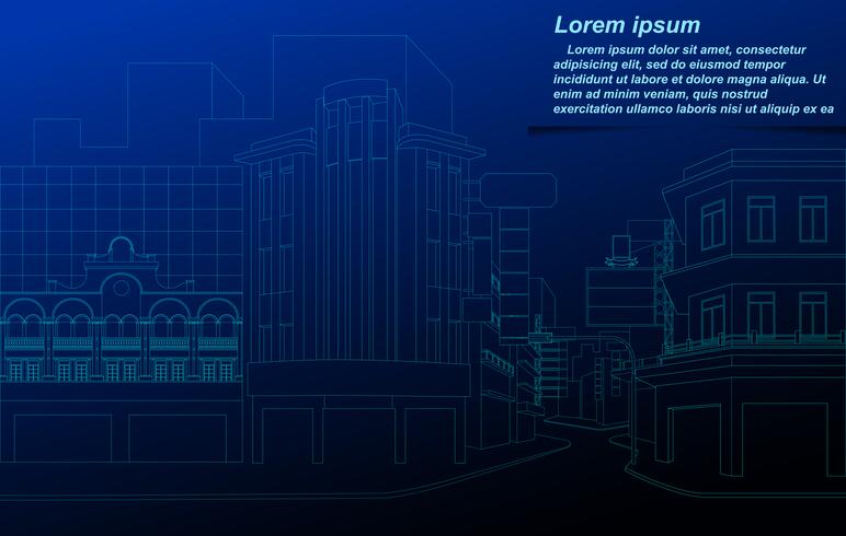 772x490 Cityscape Wireframe On Blueprint Background