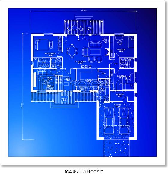 561x581 Free Art Print Of Architectural Blueprint Background Vector