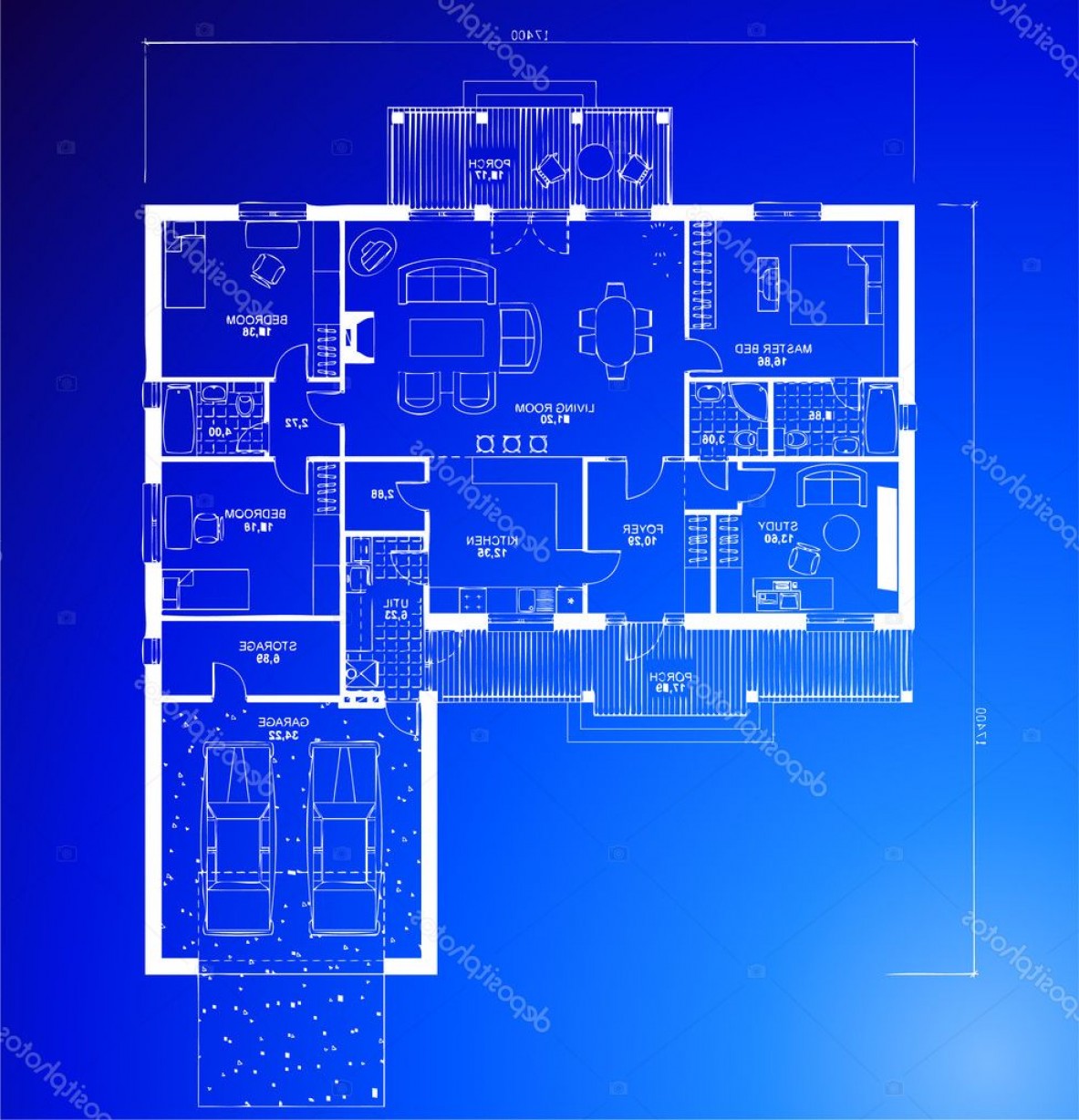 1183x1228 Stock Illustration Architectural Blueprint Background Vector