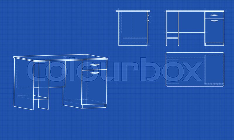 Blueprint Office Table Blue Stock Vector Colourbox 800x480 Blueprint Office Table Blue Stock Vector Colourbox