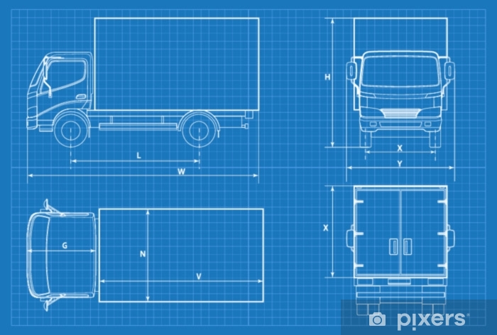 Delivery Truck Schematic Or Van Car Blueprint Vector Illustration 700x472 Delivery Truck Schematic Or Van Car Blueprint Vector Illustration