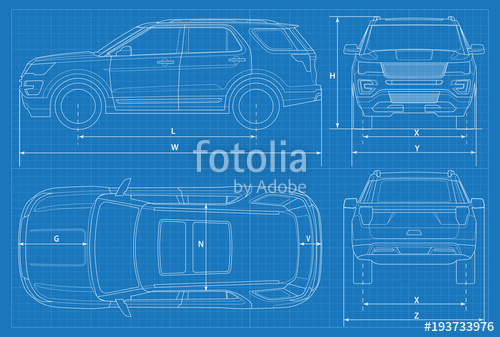 Off Road Car Schematic Or Suv Car Blueprint Vector Illustration 500x337 Off Road Car Schematic Or Suv Car Blueprint Vector Illustration