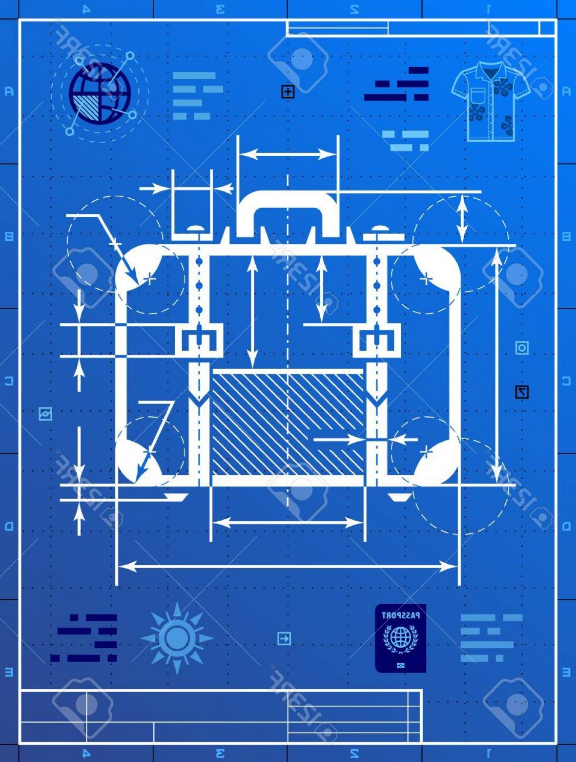 Photostock Vector Suitcase As Blueprint Drawing Stylized Drafting 1180x1560 Photostock Vector Suitcase As Blueprint Drawing Stylized Drafting