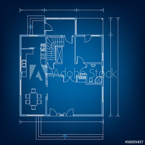 Ground Floor Blueprint Vector Illustration 500x500 Ground Floor Blueprint Vector Illustration