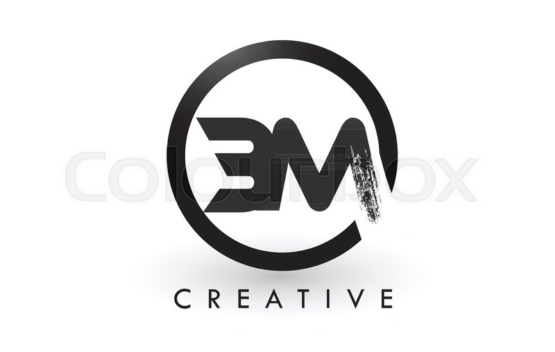 800x508 Bm Brush Letter Logo Design With Black Stock Vector Colourbox