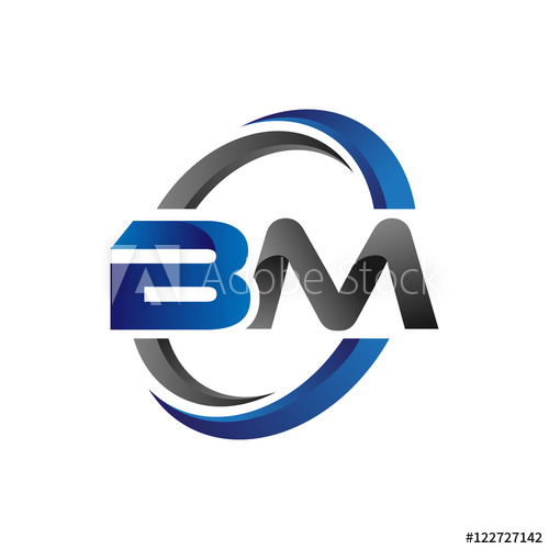 500x500 Simple Modern Initial Logo Vector Circle Swoosh Bm
