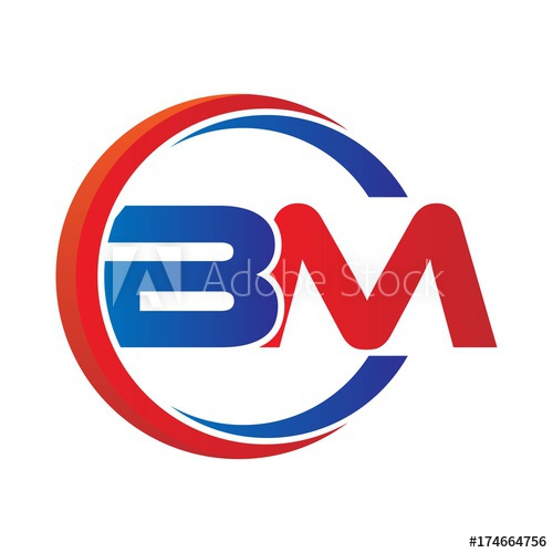500x500 Bm Logo Vector Modern Initial Swoosh Circle Blue And Red