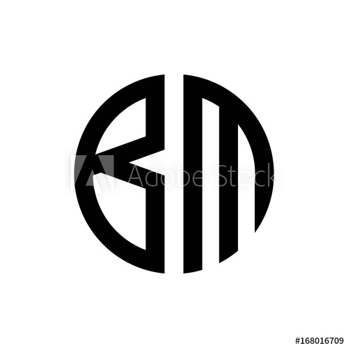 500x500 Initial Letters Logo Bm Black Monogram Circle Round Shape Vector