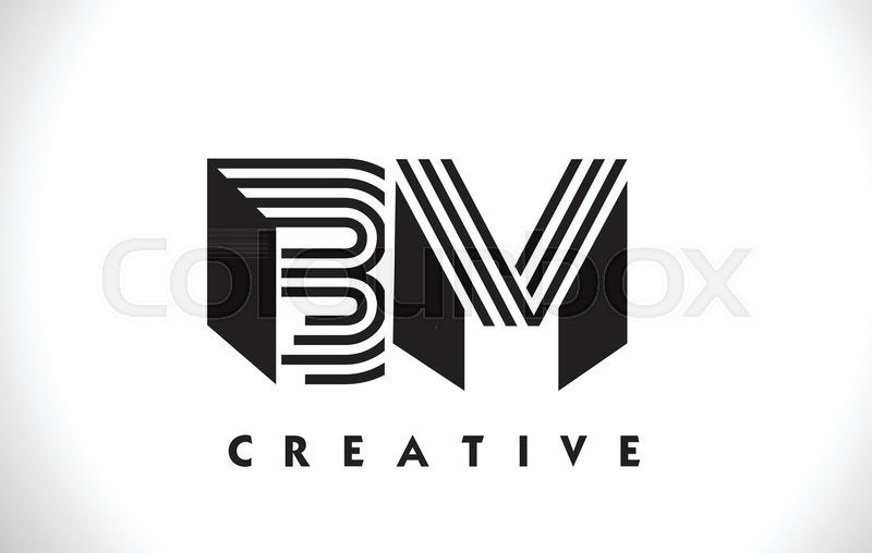 800x508 Bm Letter Logo With Black Lines Stock Vector Colourbox