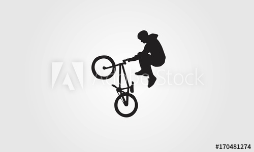 Cyclist Rider Bmx Performs Trick Jump Logo Silhouette Vector 500x300 Cyclist Rider Bmx Performs Trick Jump Logo Silhouette Vector