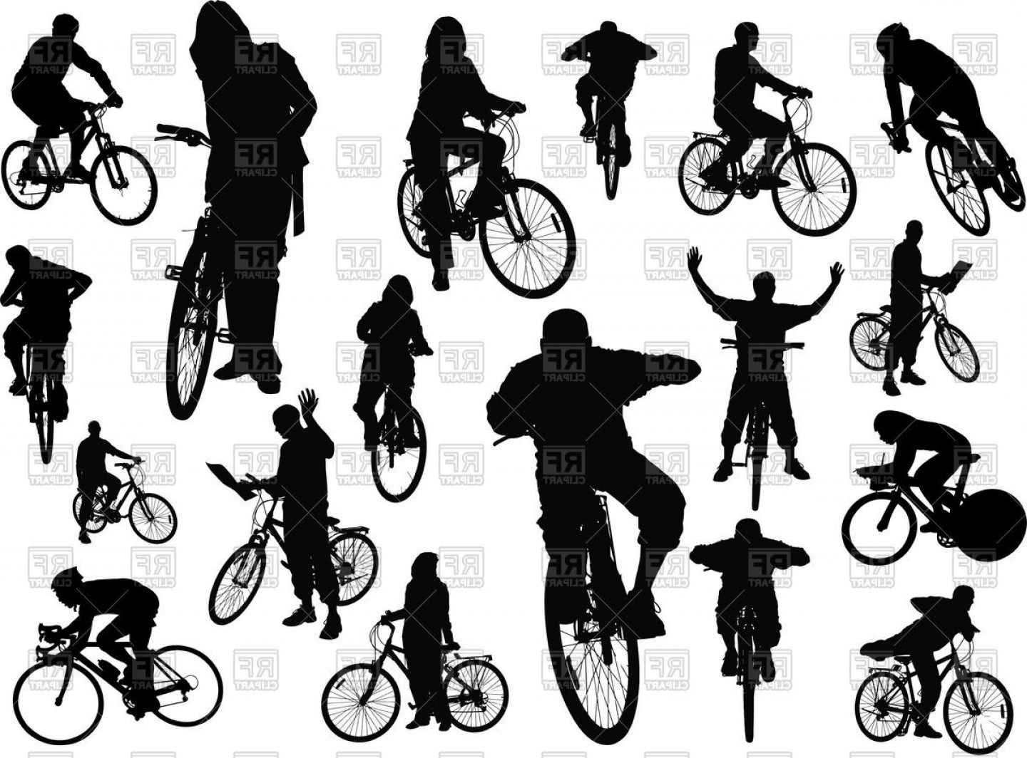 Silhouettes Of People On Bicycles Vector Clipart Wallkeeper 1440x1064 Silhouettes Of People On Bicycles Vector Clipart Wallkeeper
