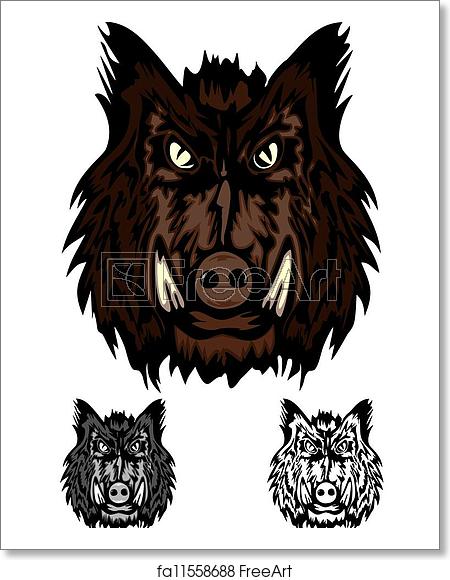 450x580 Free Art Print Of Wild Boar Vector Image Head Aggressive Wild