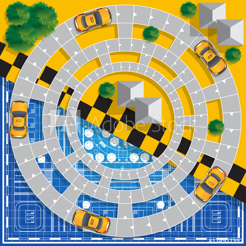 500x500 Moving The Taxi In The City Board Game Vector Design For App