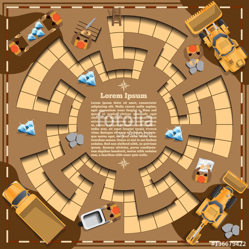 500x500 Ore Extraction In The Mine Board Game Vector Design For App Game