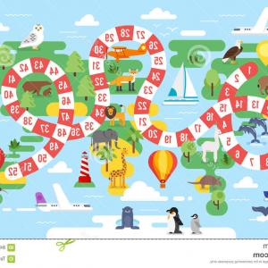 300x300 Stock Illustration Kids World Tour Board Game Vector Flat Style