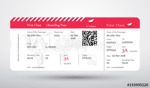 500x295 Boarding Pass Ticket Vector First Class Boarding Pass Design